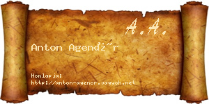Anton Agenór névjegykártya